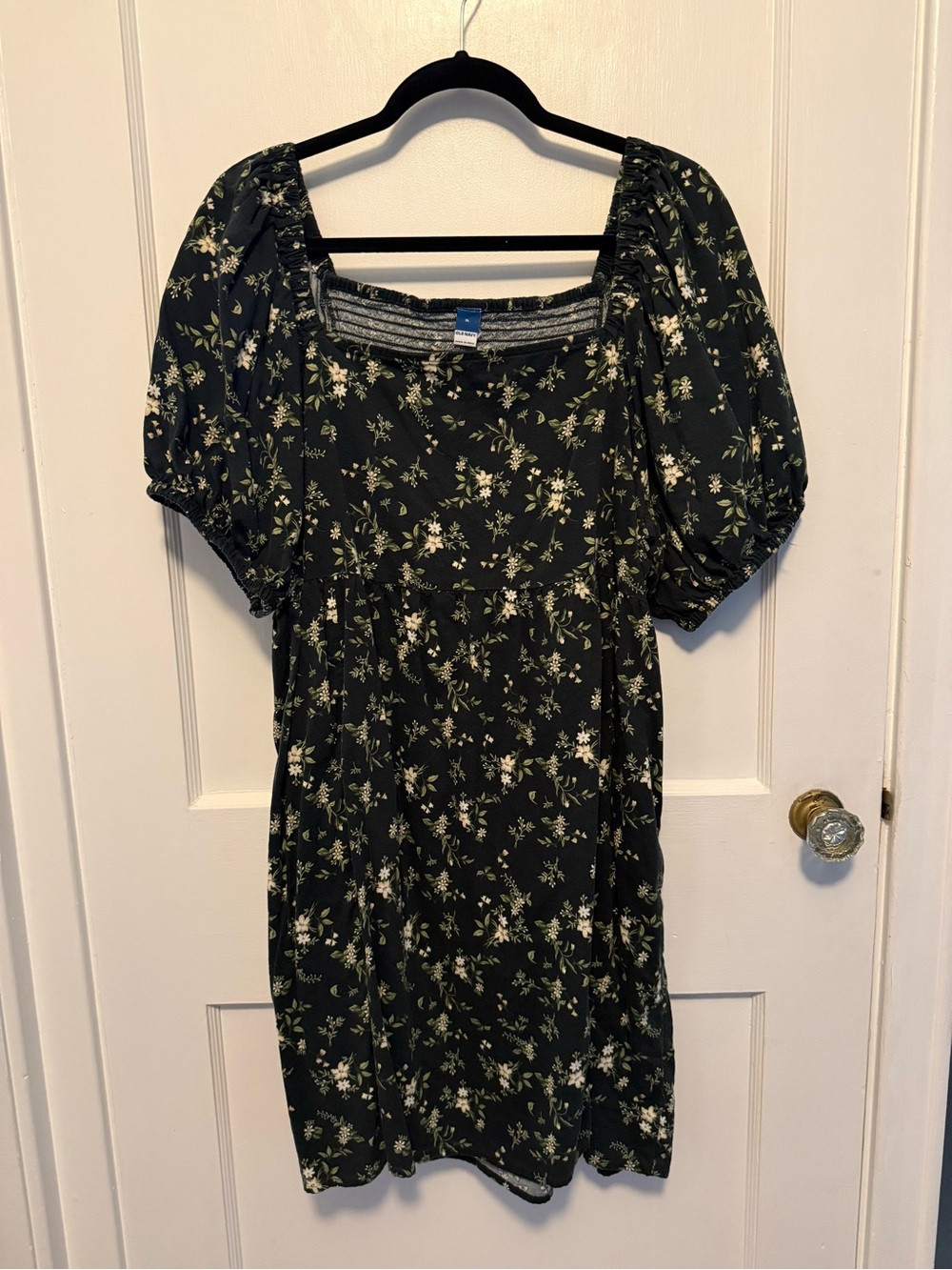 Old Navy navy Floral Square-Neck Puff Sleeve Mini Dress